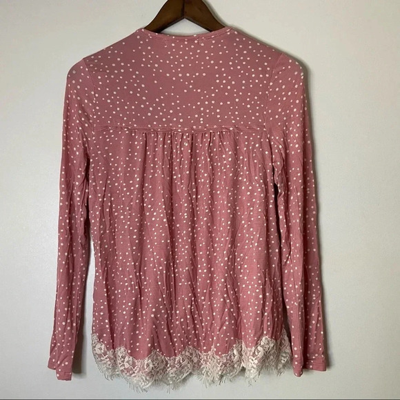 Rewind Lace Polka Dot Babydoll Top Pink Small Boho Chic Romantic Feminine - Picture 7 of 8